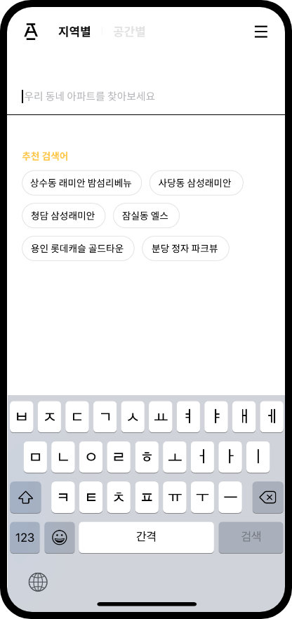 Map search, Search by Space page
